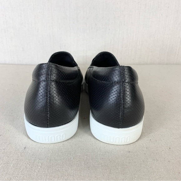 Munro Lulu Perforated Black Leather Casual Slip-On Sneaker - Size 11 Wide - Picture 6 of 15
